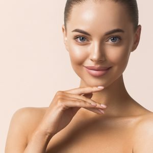 Beauty face woman macro tanned healthy skin