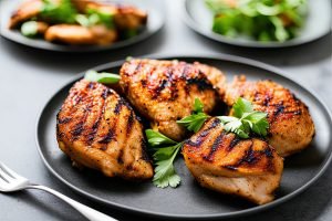 Grilled chicken legs. Grilled BBQ chicken legs with sesame and parsley