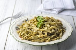 Tagliatelle pasta with cream and mushrooms, Fettuccine pasta.