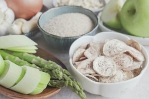Variety of prebiotic foods for gut health