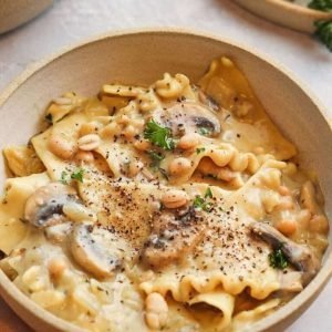 One-Pot Mushroom & White Bean Pasta