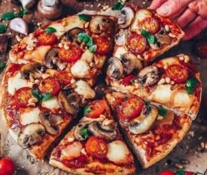 Tomato Mozzarella Garlic Mushroom Pizza