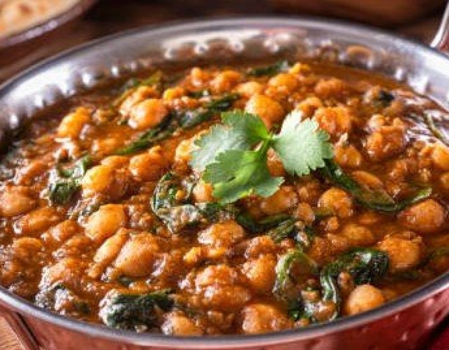 Chickpea and Spinach Curry.
