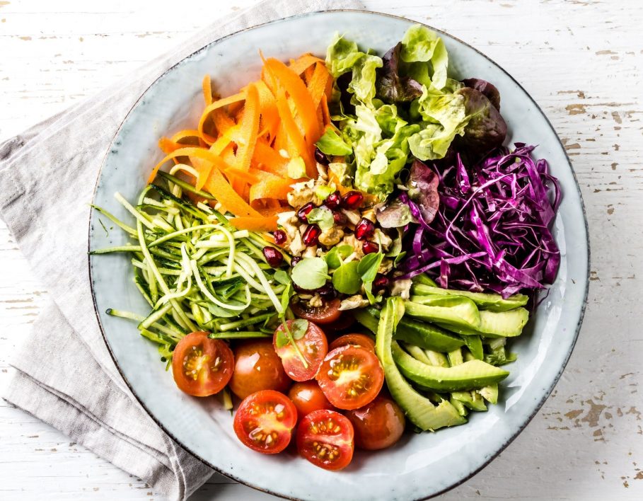 Buddha bowl. Vegetables nuts salad
