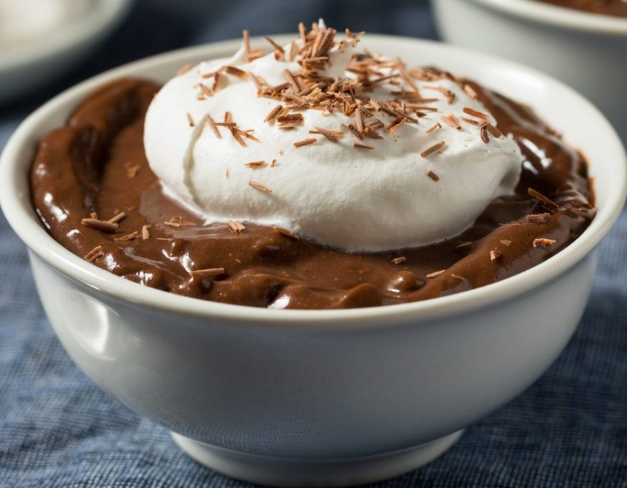 Sweet Homemade Chocolate Pudding in a Bowl